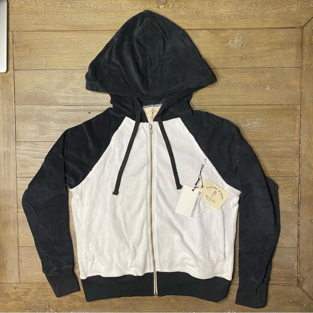 Electric & Rose Black and White Zip-Up Hoodie